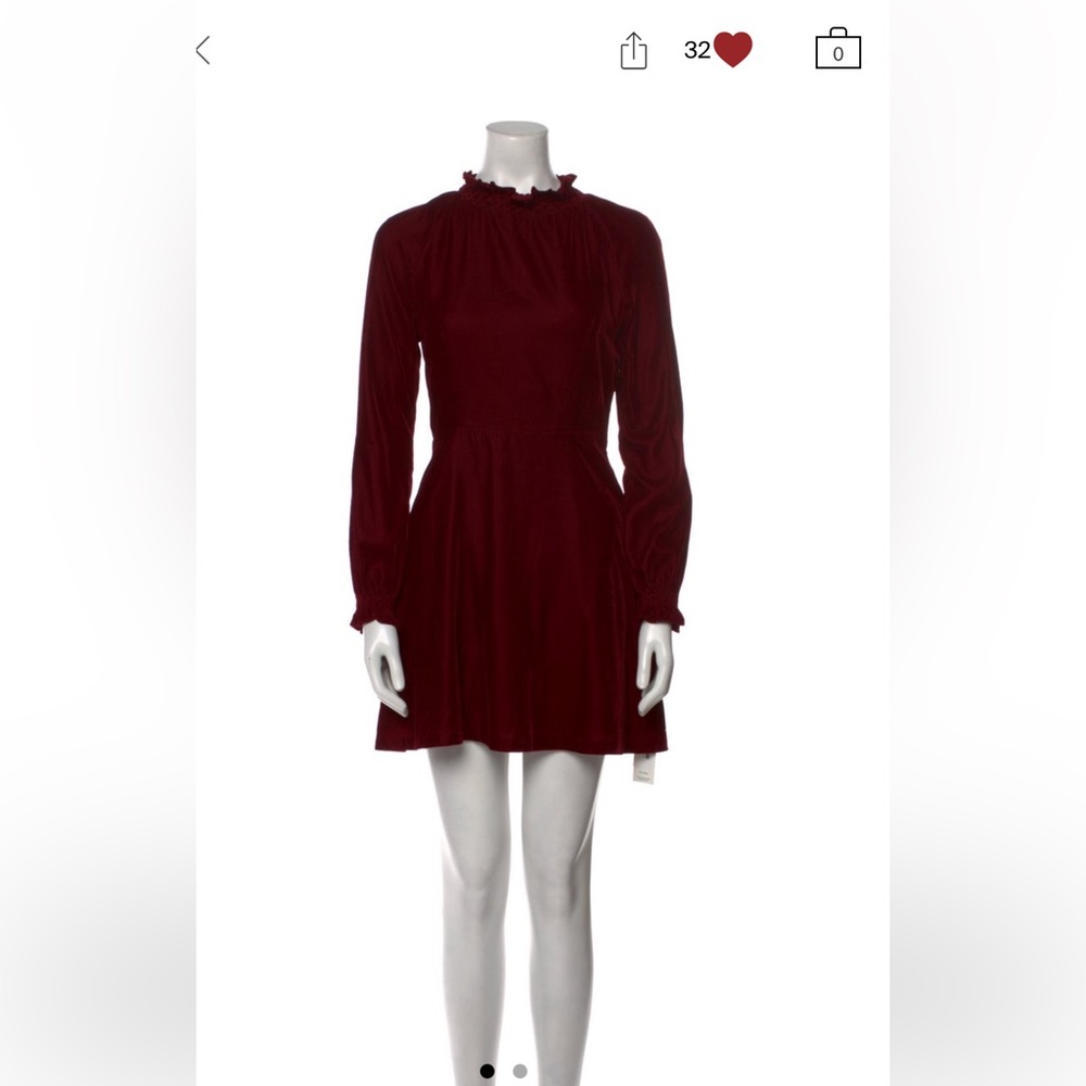 Maje Burgundy Mock Neck Long Sleeve Dress